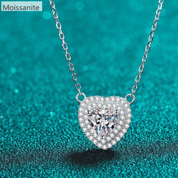 [Moissanite] 925 Sterling Silver Heart Cut Necklace