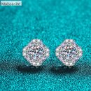 [Moissanite] 925 Sterling Silver Square Cut Stud Earrings