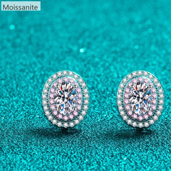 [Moissanite] 925 Sterling Silver Oval Cut Stud Earrings
