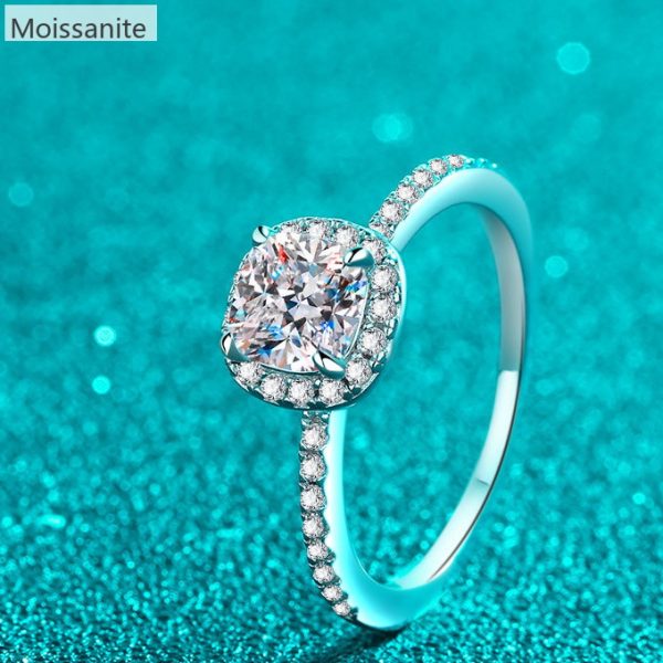[Moissanite] 925 Sterling Silver Square Cut Ring