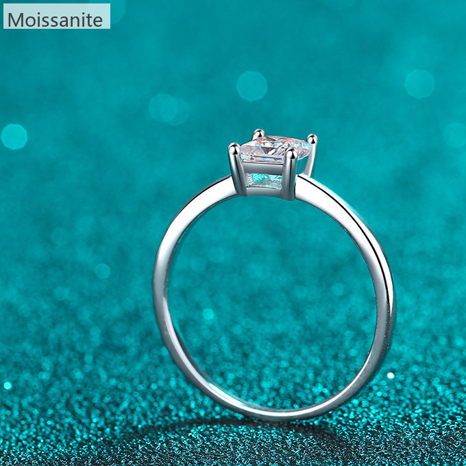 Moissanite 925 Sterling Silver Princess Cut Ring - Image 2
