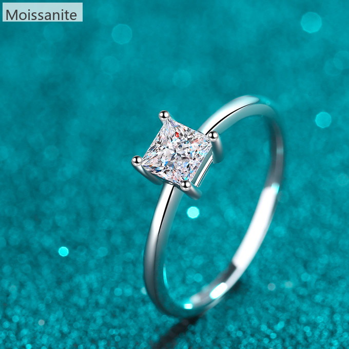 Moissanite 925 Sterling Silver Princess Cut Ring - Image 5